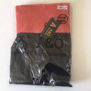 Black leggings with orange top